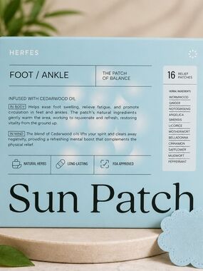HERFES Sun Patch – Foot & Ankle Relief Patches (16 Count) | New